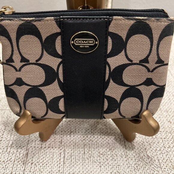 Coach Jacquard with Leather Strip Monogram Wristlet - Picture 2 of 5